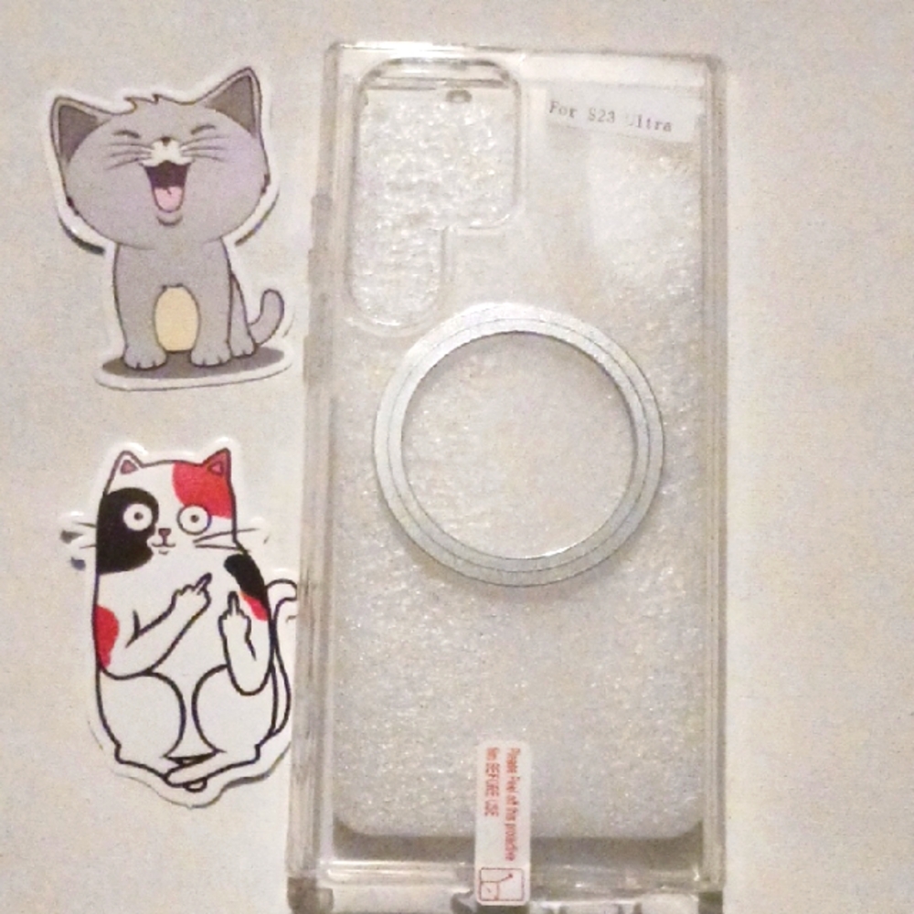 Clear Phone Case with Cat Stickers